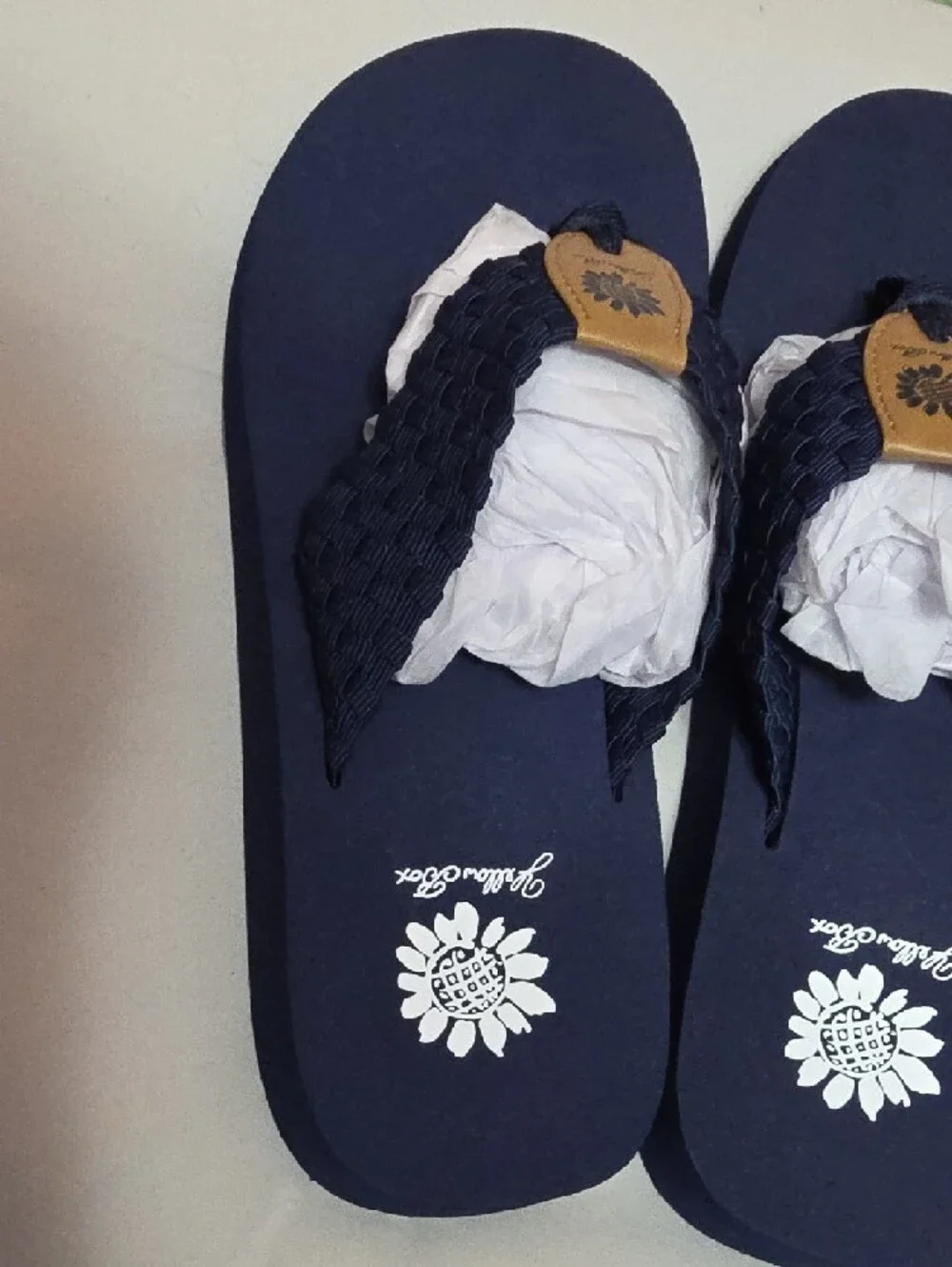Yellow Box Navy Blue Braided Flip Flops with Tan Accent - Picture 6 of 7